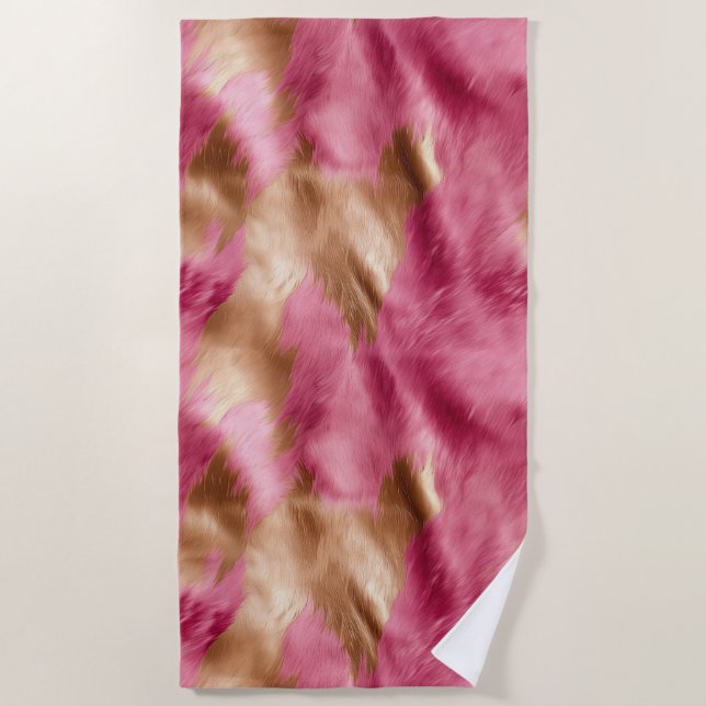 Western Pink Gold Cowgirl Cowhide Strandtuch (Vorderseite)