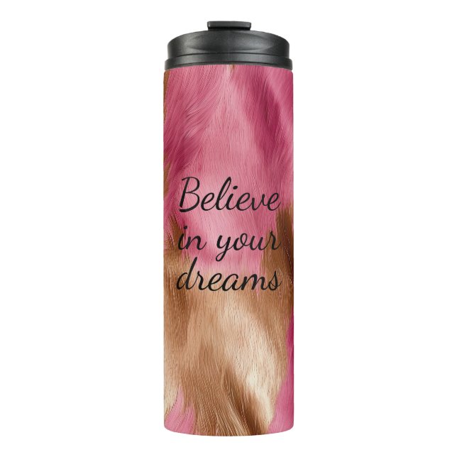 Western Pink Gold Cowgirl Cowhide Thermosbecher (Vorderseite)