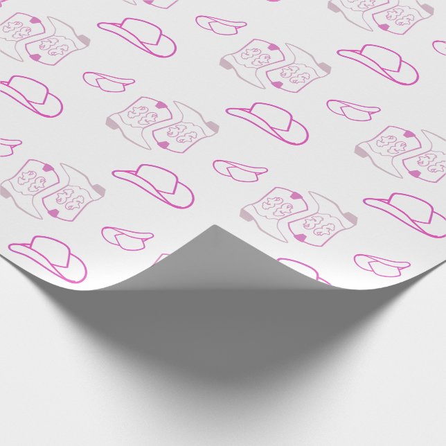 Western Pink Rancher Cowgirl Hat Boots Geschenkpapier (Ecke)