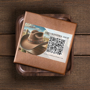 Western QR Code Business Rechteckiger Aufkleber
