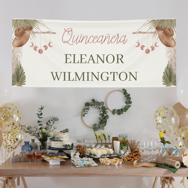 Western Quinceanara Boho Pampas Grass Personalisie Banner (Von Creator hochgeladen)