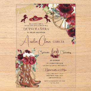 Western Quinceanera Acryleinladungen