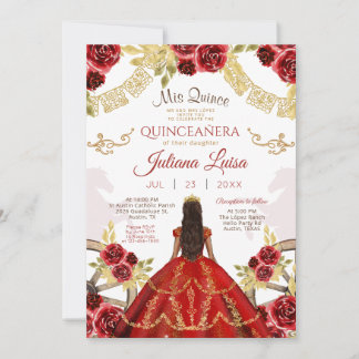 Western Quinceañera Blorngoldtrappe Einladung