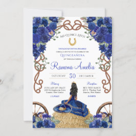 Western Quinceañera Blue Floral Charro Einladung