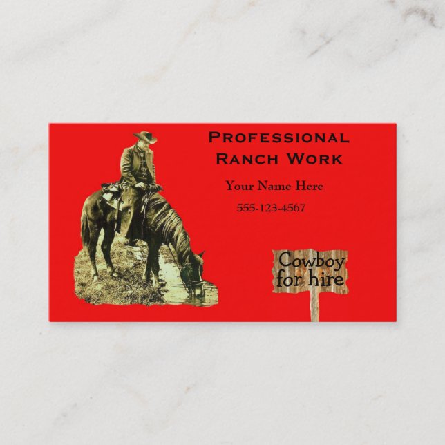 Western-Ranch-Cowboy auf Pferd Visitenkarte (Vorderseite)