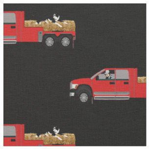 Western Ranch Cowboy In Lkw mit Hay und Hund Stoff
