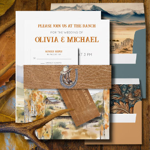 Western Ranch Einladung Bauchband Einladungsbanderole