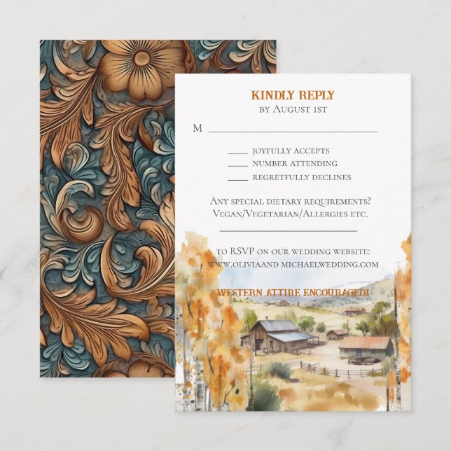 Western Ranch Einladung RSVP-Karte (Vorne/Hinten)