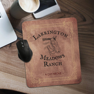 Western Ranch Horse Geschäft anpassbares Logo Mousepad