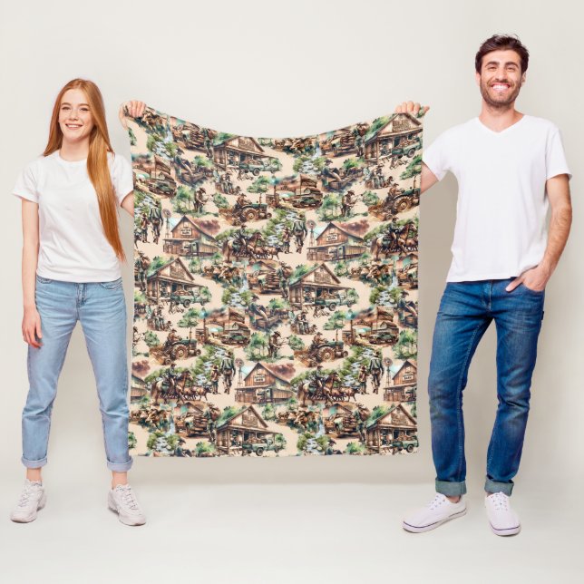 Western Ranch oder Landbebauungslandschaft Fleecedecke (Beispiel)