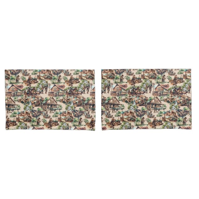 Western Ranch oder Landbebauungslandschaft Kissenbezug (Vorderseite-Set)