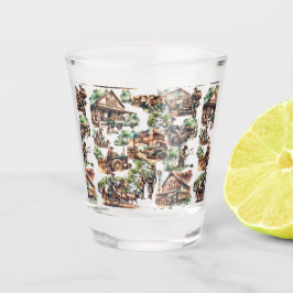 Western Ranch oder Landbebauungslandschaft Schnapsglas