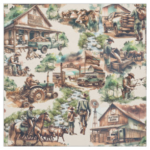 Western Ranch oder Landbebauungslandschaft Stoff