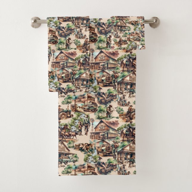 Western Ranch oder Landschaftslandschaft Badhandtuch Set (Insitu)