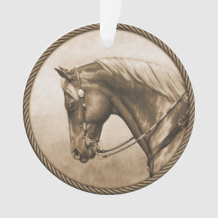 Western Ranch Pferd Altes Foto Sepia Ornament