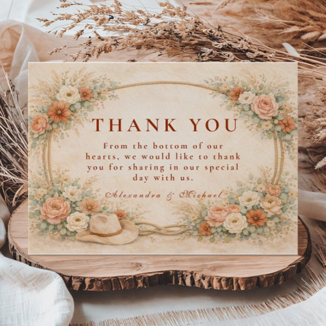 Western Ranch Romance Wedding Dankeskarte (Von Creator hochgeladen)