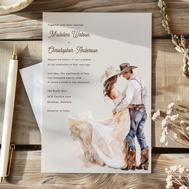 Western Ranch Rustikale Hochzeitseinladung Einladung (Von Creator hochgeladen)