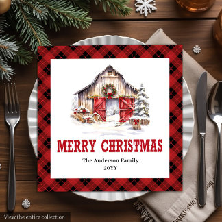 Western Ranch Style Büffel-Karo Weihnachtsserviett Serviette