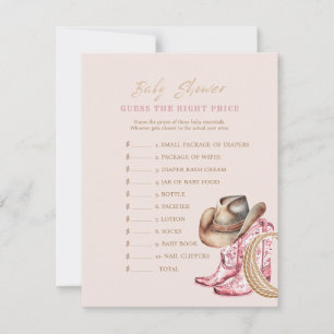 Western Rate mal den Preis Baby Shower Spielkarte Einladung