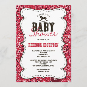 Western Red Bandanna Baby Dusche Einladung