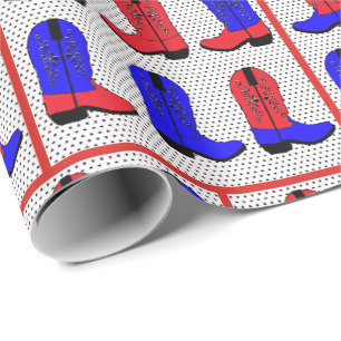 Western Red?Blue Cowboy Boots Geschenkpapier