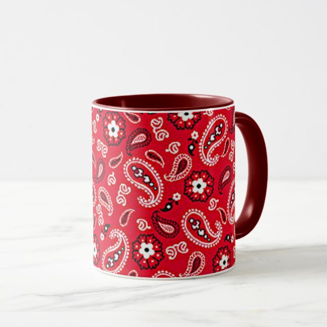 Western Red Paisley Tasse (VorderseiteRechts)