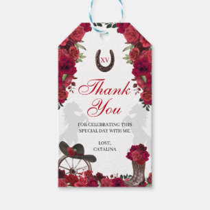 Western Red Roses Ranchero Quinceanera Étiquettes 