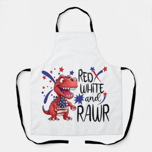 Western Red White Rawr Dinosaur Schürze