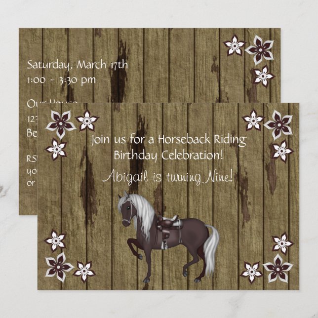 Western Reiten Geburtstag Einladung (Vorne/Hinten)