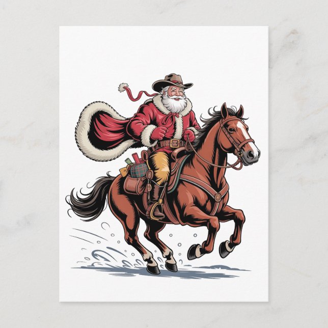 Western Reiten Rodeo Pferd Cowboy Weihnachten Einladungspostkarte (Vorderseite)