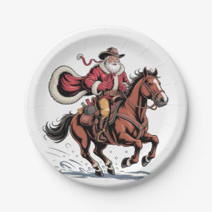 Western Reiten Rodeo Pferd Cowboy Weihnachten Pappteller