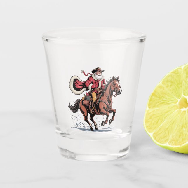 Western Reiten Rodeo Pferd Cowboy Weihnachten Schnapsglas (Vorderseite)