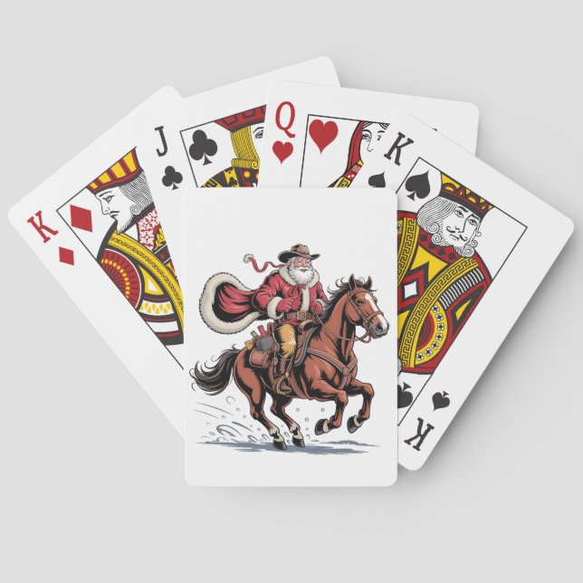 Western Reiten Rodeo Pferd Cowboy Weihnachten Spielkarten (Rückseite)