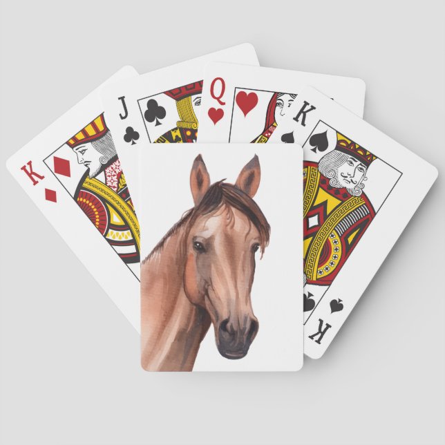 Western Reittiere Wasserfarbene Pferde Spielkarten (Rückseite)