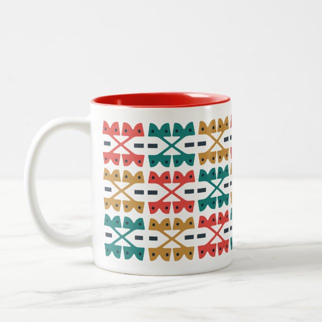 Western Retro Mod X Muster C Zweifarbige Tasse (Links)