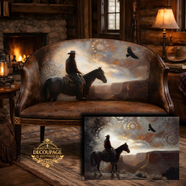 Western Rider Decoupage Seidenpapier (Western Rider Decoupage Tissue Paper Mockup)