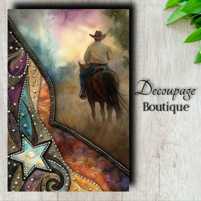 Western Rider Decoupage Seidenpapier (Western Rider Decoupage Tissue Paper)