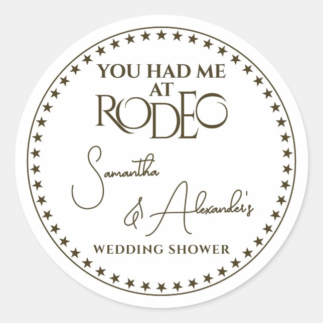 Western Rodeo Bridal Paares Polterabend Runder Aufkleber (Vorderseite)