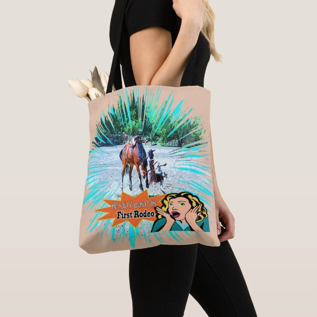 Western Rodeo Bronc Rider nicht das erste Rodeo Tasche (Von Nahem)