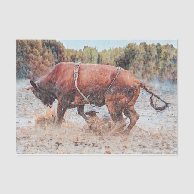 Western Rodeo Bull Country Cowboy Vintag rustikal Seidenpapier (Vorderseite)