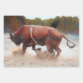 Western Rodeo Bull Country Rustikal Geschenkpapier Set