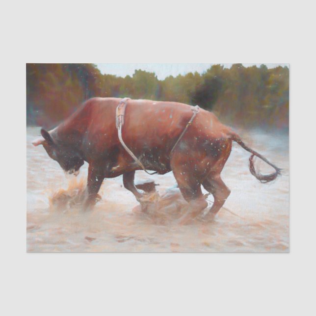Western Rodeo Bull Country Rustikal Seidenpapier (Vorderseite)