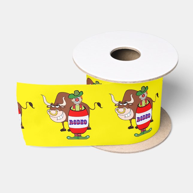 Western Rodeo Clown in Barrel und Bull 3,5 Zoll Satinband (Spule)