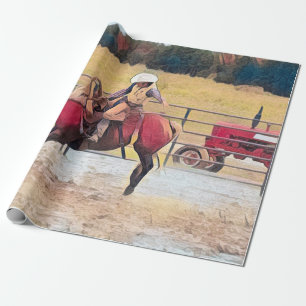 Western Rodeo Country Pferdereit Kunst Geschenkpapier