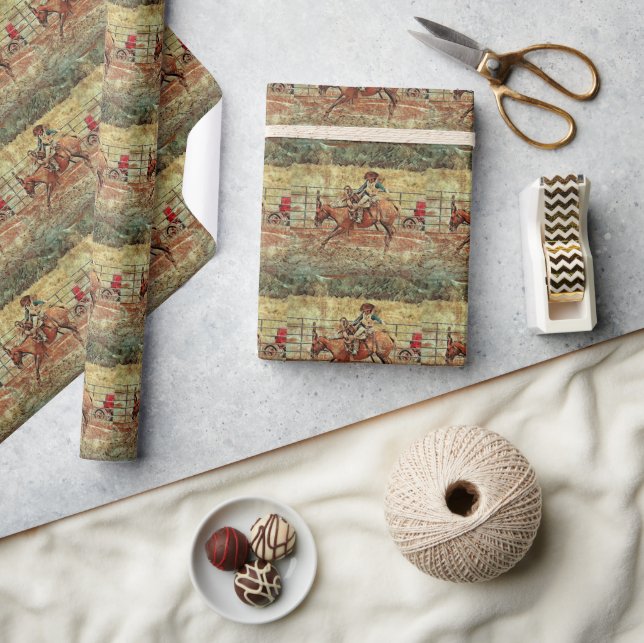 Western Rodeo Country Reiten Textur Muster Geschenkpapier (Kunsthandwerk)