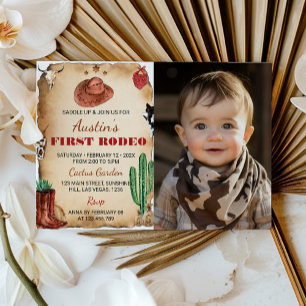 Western Rodeo Cowboy 1er Invitation d'anniversaire