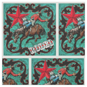 Western Rodeo Cowboy Bronc Riding Imitate Leather Stoff
