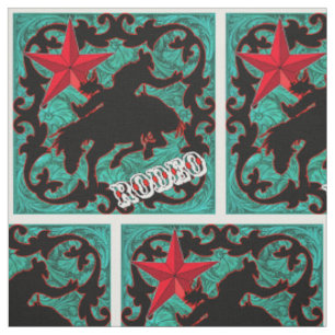 Western Rodeo Cowboy Bronc Riding Imitats Leather Stoff
