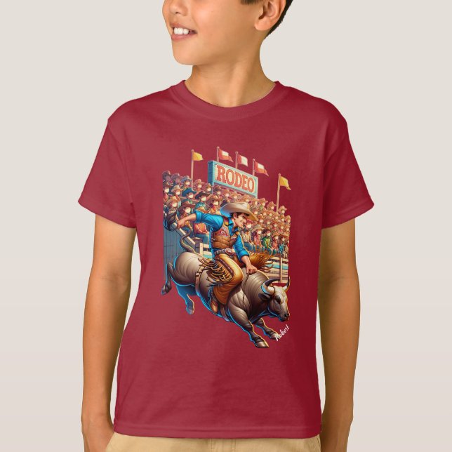 Western Rodeo Cowboy Bull Reiten Custom T-Shirt (Vorderseite)