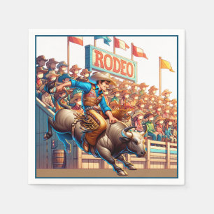 Western Rodeo Cowboy Bull Riding Serviette